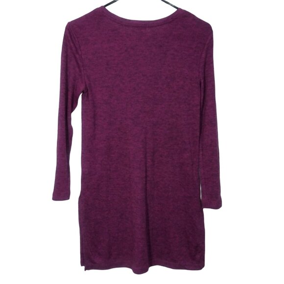 Old Navy Blouse Womens Small Purple Tunic Long Sleeve Rib-Knit Crew Neck Relaxed - Picture 3 of 7